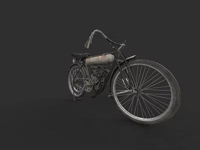 Vintage Bicycle with Classic Metal Frame Large Spoked Wheels and Leather Seat 3d model