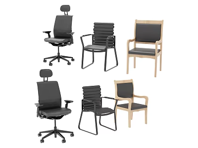 Leisure Chairs In Various Modern Styles With Swivel Bases Armrests And Wooden Frames 3d model