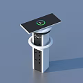 Solar Powered Outdoor Charging Station With Tilted Black Panel Green Indicator And White Black Base