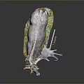Detailed Animal Statue Featuring Large Horns Mossy Base And Realistic Fur Texture