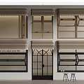 Various Storefront Window Designs With Awnings Frames And Glass Panels 3d model
