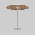 Decorative Lamp with Woven Brown Lampshade and White Pole Base Modern Minimalist Design