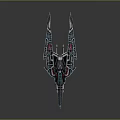 Sci Fi Spaceship Model With Elaborate Blue Red Accents And Mechanical Wings