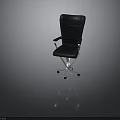 Modern Black Office Chair With Silver Metal Frame Armrests And Wheels