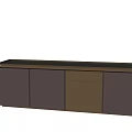 Modern TV Stand With Glass Top Dark Wood Cabinet And Gold Drawers Design