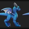 Blue Dragon 3D Figurine With White Horns Wings And White Tipped Claws