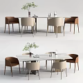 Modern Dining Table and Chair Combination Long Table Decoration Combination 3d model
