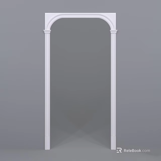 White Arched Door Frame With Decorative Columns For Interior Design 3d model 