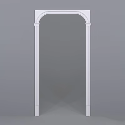 White Arched Door Frame With Decorative Columns For Interior Design 3d model