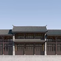 Traditional Chinese Ancient Architecture Featuring Two Story Wooden Structure Black Tiled Roof And Carved Windows