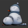 Adorable Snowmen Characters Wearing Blue Hats Scarves And Different Winter Poses