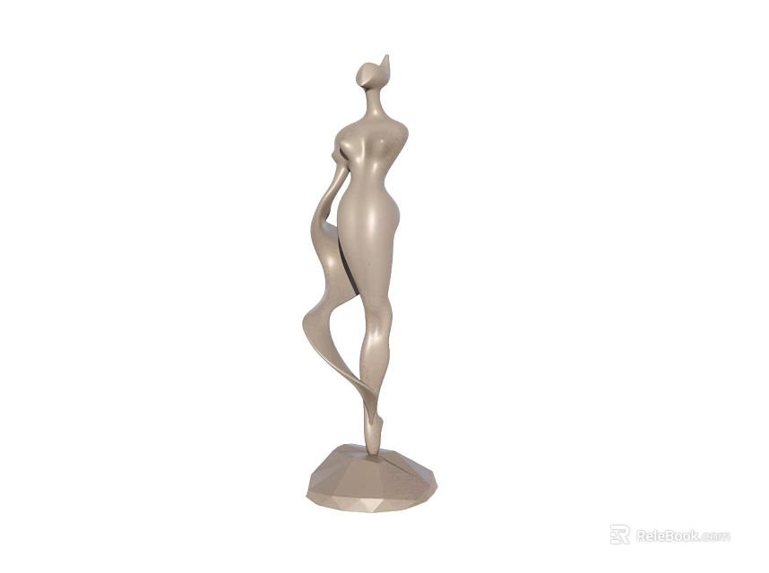 Abstract Female Sculpture With Light Gray Color And Polygonal Base Design 3d model 