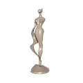 Abstract Female Sculpture With Light Gray Color And Polygonal Base Design