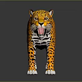 Realistic 3D Leopard Model With Orange Black Spots In Standing Pose On Reflective Ground 3d model