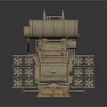 Rusty Power Transformer With Cooling Fins Bushings And Metal Tank