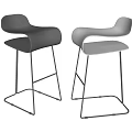 Modern Black And White Bar Stools With Curved Backrest And Metal Legs