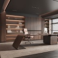 Solid Wood Office Space Study Desk 3d model