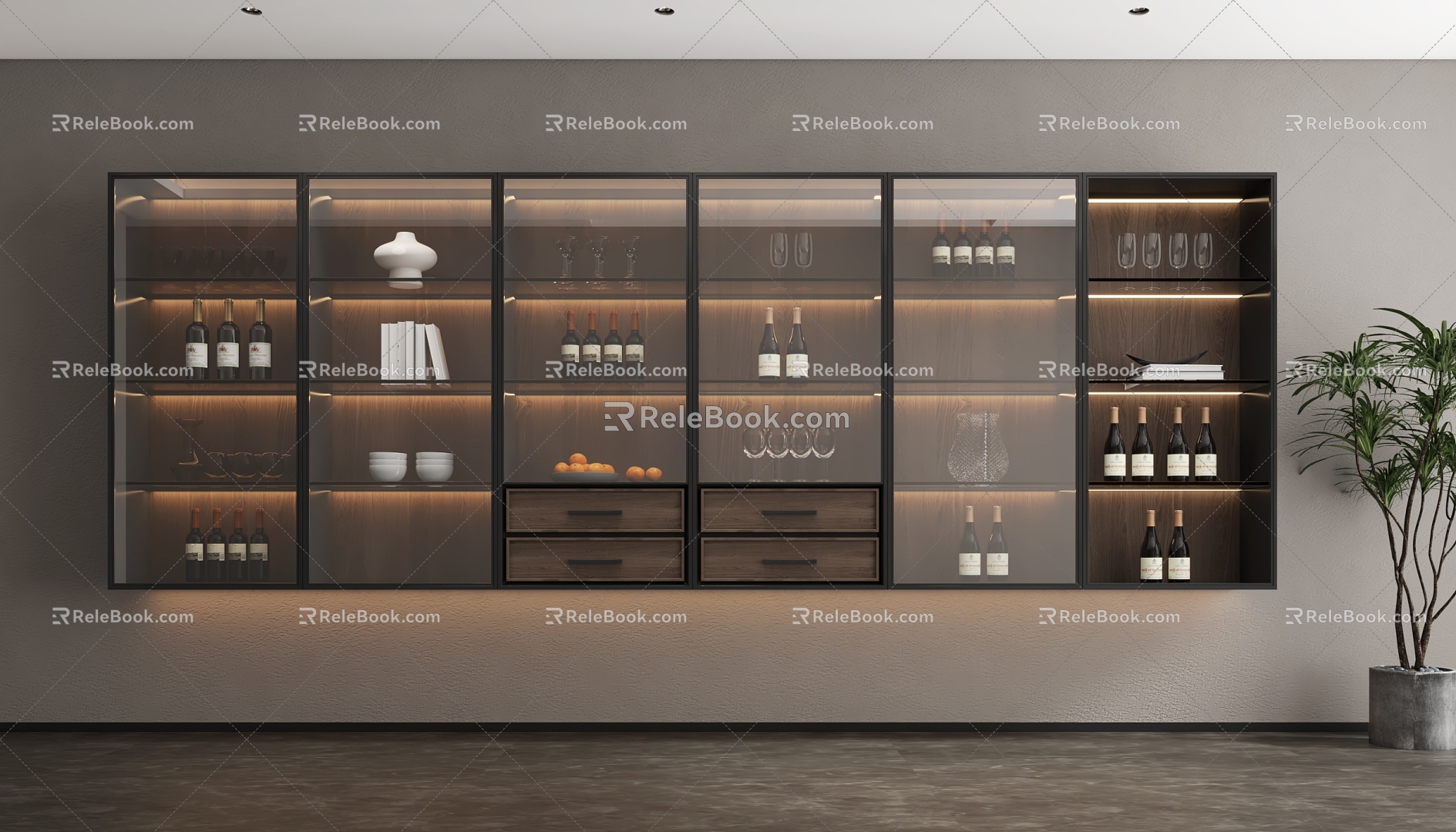 Glass Wine Cabinet 3d model