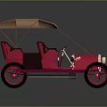 Vintage Red Convertible Car With Tan Top Black Seats And Red Wheels