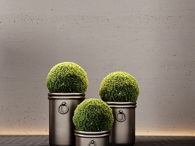 hotel moss ball potted plant green plant bonsai flower pot model