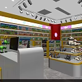 Colorful Toy Store Interior With Shelves Of Various Toys And Display Areas