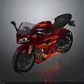 Red Sporty Motorcycle with Sleek Aerodynamic Design Black Seat and Modern Headlights