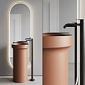 Modern Brown Ceramic Washbasin Design With Black Metal Frame And Sleek Shape