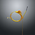 Golden Dragon Themed Decorative Sculpture With Circular Design And Red Accents