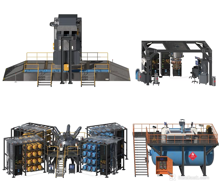Heavy Duty Industrial Equipment Featuring Metal Structure Platform Stairs And Storage Tank Components 3d model 