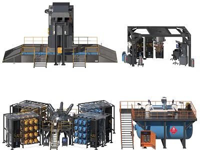 Heavy Duty Industrial Equipment Featuring Metal Structure Platform Stairs And Storage Tank Components 3d model