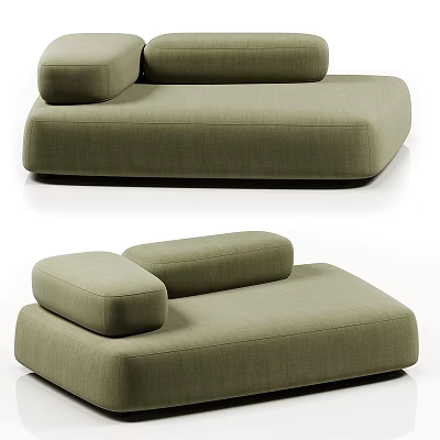 Light Green Modern Modular Sectional Sofa with Plush Cushions and Block Design 3d model
