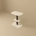 Modern Side Table With White Top And Brown Spherical Support Structure 3d model