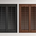 Black and Brown Two Panel Wooden Window Shutters for Interior Home Design 3d model
