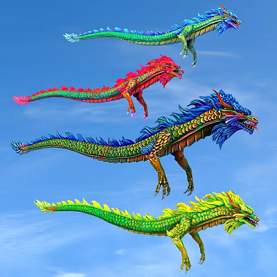 Modern Dragon Colorful Flying Dragon 3d model