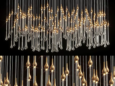 Elegant Modern Crystal Chandelier With Hanging Transparent Crystals And Warm Lighting Glow 3d model