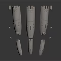 Two Metallic Spacecraft Components With Scattered Small Parts On White Background