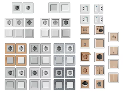 Various Colored Switch Panels With Modern Designs For Home Interior Use 3d model