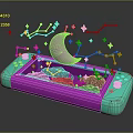 Purple And Teal Commercial Handheld Device With Pink Moon Stars And Constellation Lines On Screen