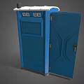 Blue Portable Toilet With Open Door And Interior Toilet Bowl Structure