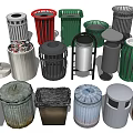 Public Facilities Various Types Of Outdoor Waste Bins In Different Colors