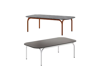 Modern Coffee Tables With Gray Black Tops And Brown Silver Legs Design 3d model