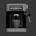 Modern Stainless Steel Kitchen Counter With Espresso Machine Coffee Cup Digital Display And Black Design