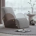 Modern Single Sofa Leisure Chair Recliner Side Table Curtain Combination 3d model