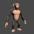 Cartoon Style Chimpanzee 3D Model With Standing Pose And Muscular Build