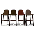 Four Modern Bar Stools With High Back Design And Different Colored Upholstered Seats 3d model