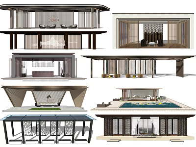 Modern Pergola Design With Elegant Wooden Structure Glass Roof And Decorative Details 3d model