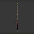 Long Red And Blue Fishing Rod With Yellow Decorative Accents