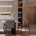Elegant Modern Restaurant Interior With Dining Table Chairs And Pendant Lights