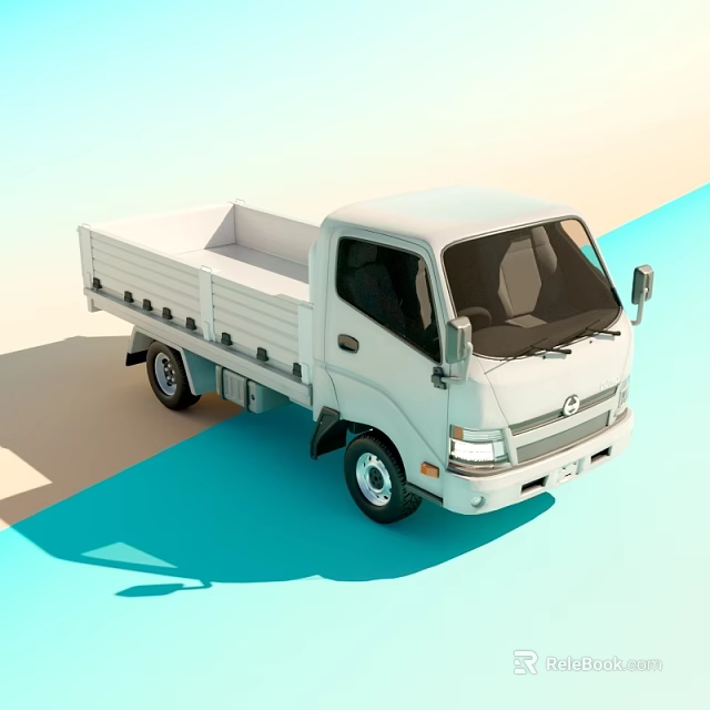 White Functional Utility Truck With Open Cargo Bed And Cab Design 3d model 