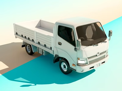 White Functional Utility Truck With Open Cargo Bed And Cab Design 3d model